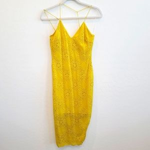 💕 Glare Lace Bodycon Strappy Yellow Dress Women's Size Medium